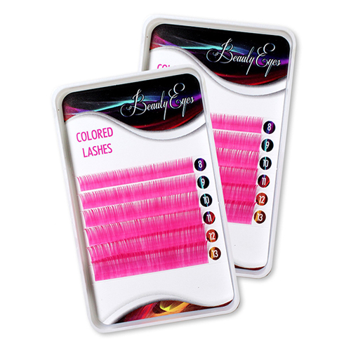 Цветные ресницы BEAUTY EYES (МИКС, 6 линий) Rosy