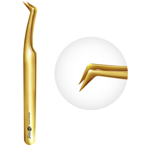 Пинцет для ресниц EXTREME LOOK "Gold Delicious" L