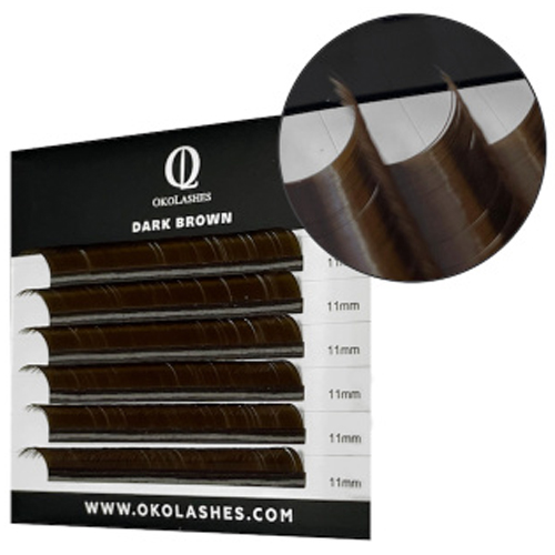 Коричневые ресницы OkoLashes Dark Brown (6 линий)