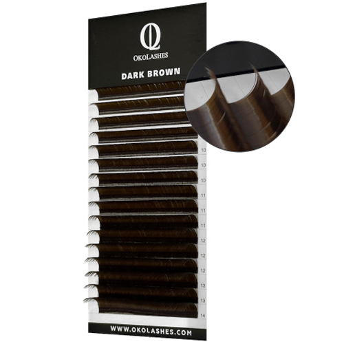 Коричневые ресницы OkoLashes Dark Brown (МИКС, 16 линий)
