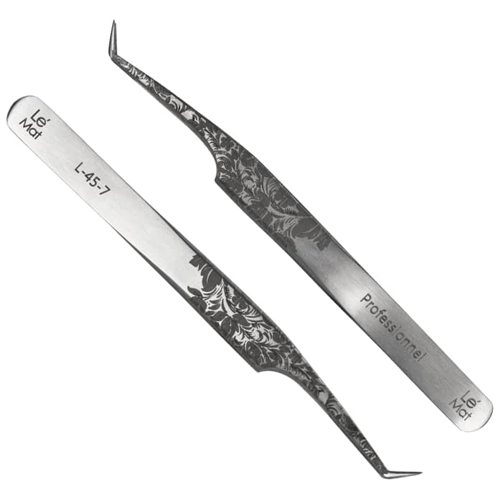 Пинцет для ресниц Le Maitre "Professional Folk" Laser Fiber L-45 7 мм