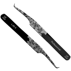 Пинцет для ресниц Le Maitre "Professional Folk" Laser Fiber L-65 5 мм (BLACK)
