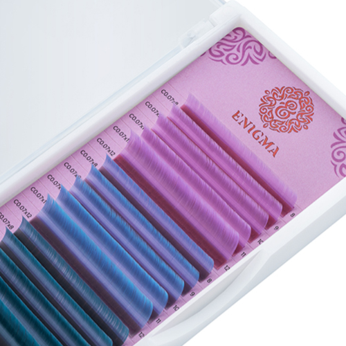 Ресницы цветные Enigma "Pastel Blues" изгиб C, D (МИКС, 15 линий)