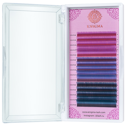 Ресницы цветные Enigma "Pastel Blues" изгиб C, D (МИКС, 15 линий)