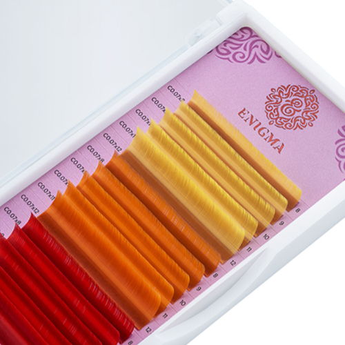 Ресницы цветные Enigma "Spicy Citrus" изгиб C, D (МИКС, 15 линий)