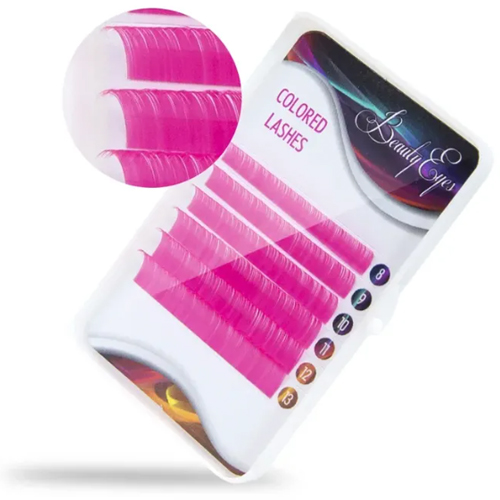 Цветные ресницы BEAUTY EYES (МИКС, 6 линий) Rosy