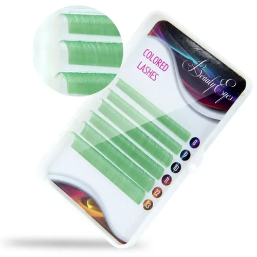 Цветные ресницы BEAUTY EYES (МИКС, 6 линий) Light Green