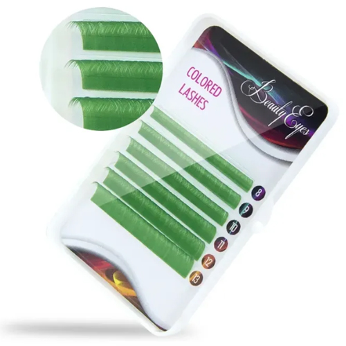 Цветные ресницы BEAUTY EYES (МИКС, 6 линий) Green