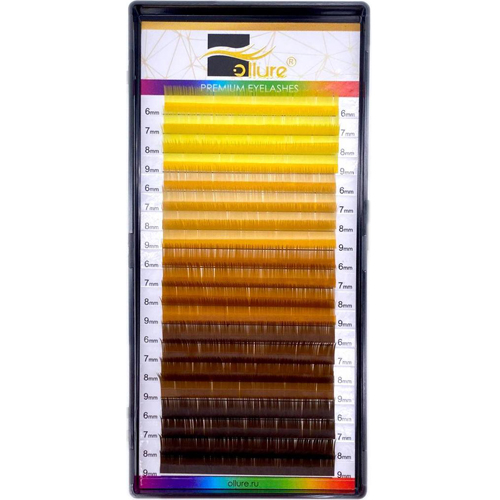 Цветные ресницы OLLURE Color MIX №4 (МИКС, 20 линий)