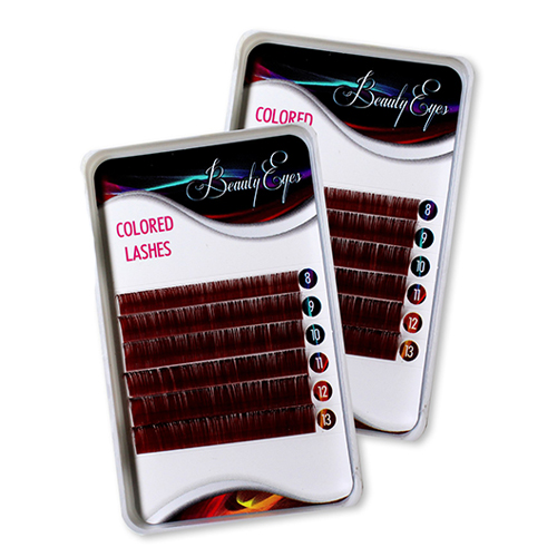 Цветные ресницы BEAUTY EYES (МИКС, 6 линий) Wine Red