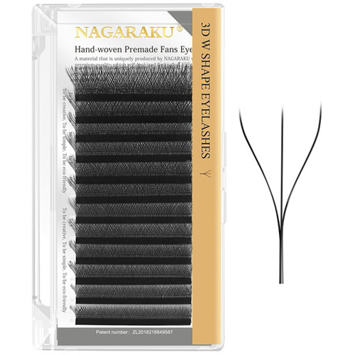 Черные ресницы готовые пучки NAGARAKU 3D тип W (МИКС, 12 линий)